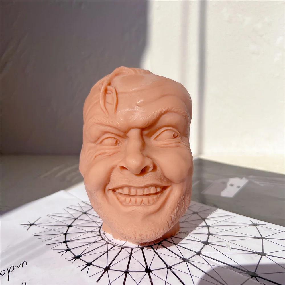 

Johnny Funny Head Face Bust Candle Mold Man Library Bookshelf Resin Mold Bookcase Ornament Sculpture Bookend Silicone Mold