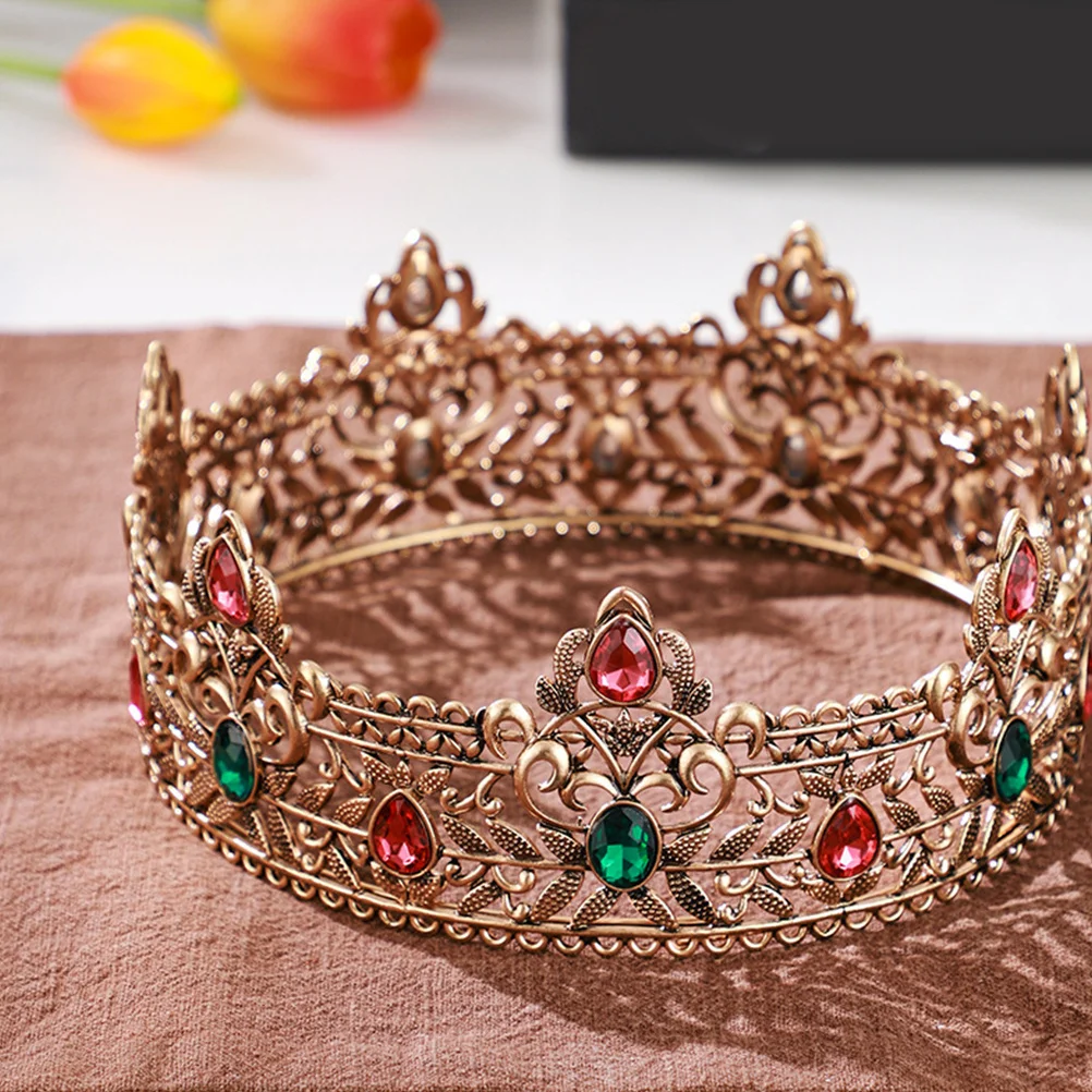 Gotycka Korona Króla Vintage Złota Męska Korona Królewska Dodatek do Kostiumu Cosplay na Występy Ślub Bal Imprezę Uroczystość