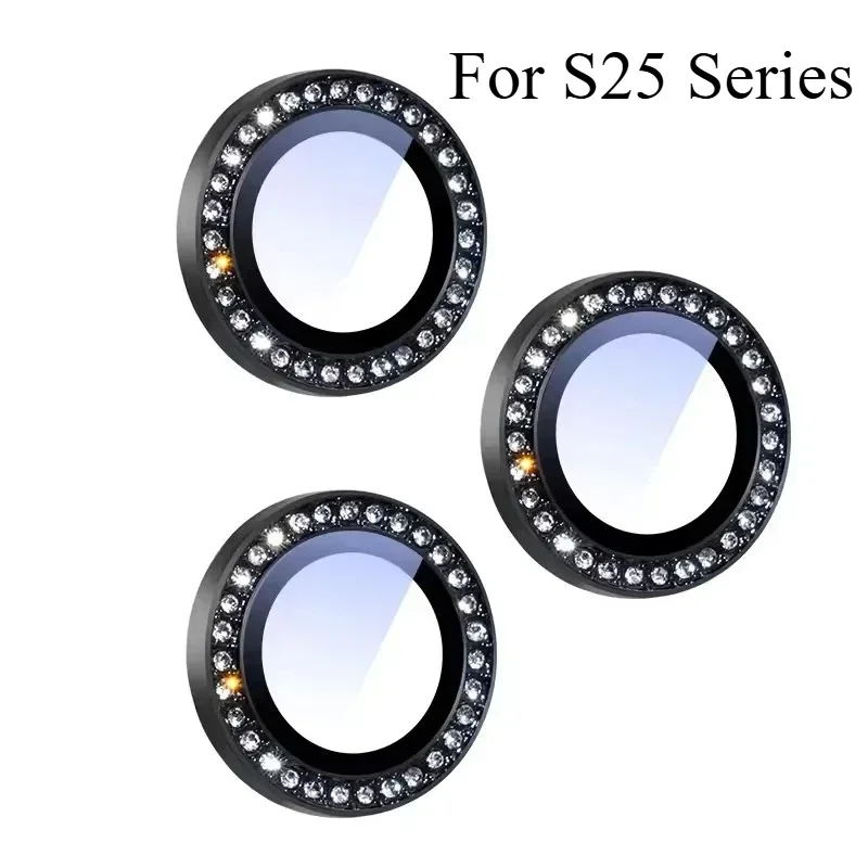 Bling Diamond Glass Camera Lens Protector For S25 S24 Plus Ultra Lens Ring Cap Locator For Samsung Galaxy S24plus S25 Ultra