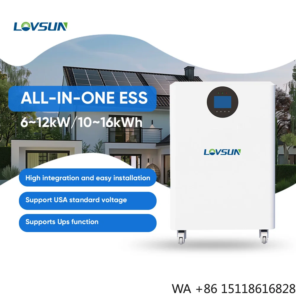 LOVSUN Floor Standing Hybrid Solar Inverter 6kW 12kW with 10kWh 16kWh LiFePO4 Battery 120/240V Split Phase for Home