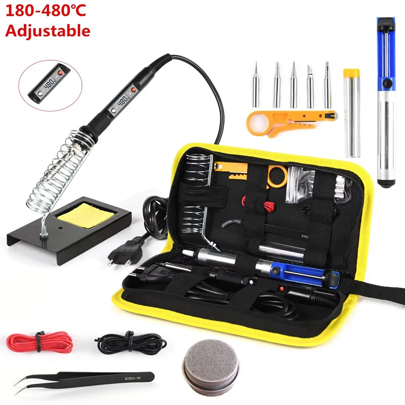 

NEW Electric Soldering Iron 16IN1 80W LCD Digital Display Adjustable Replaceable Head Soldering Iron Tin Pen Welding Kit