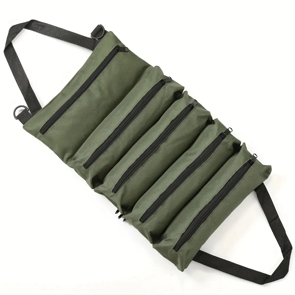 Heavy-Duty Roll-Up Tool Bag - Oxford Fabric Multi-Tool Organizer All-in-One Garage Storage for Mechanics/Electricians/Carpenters