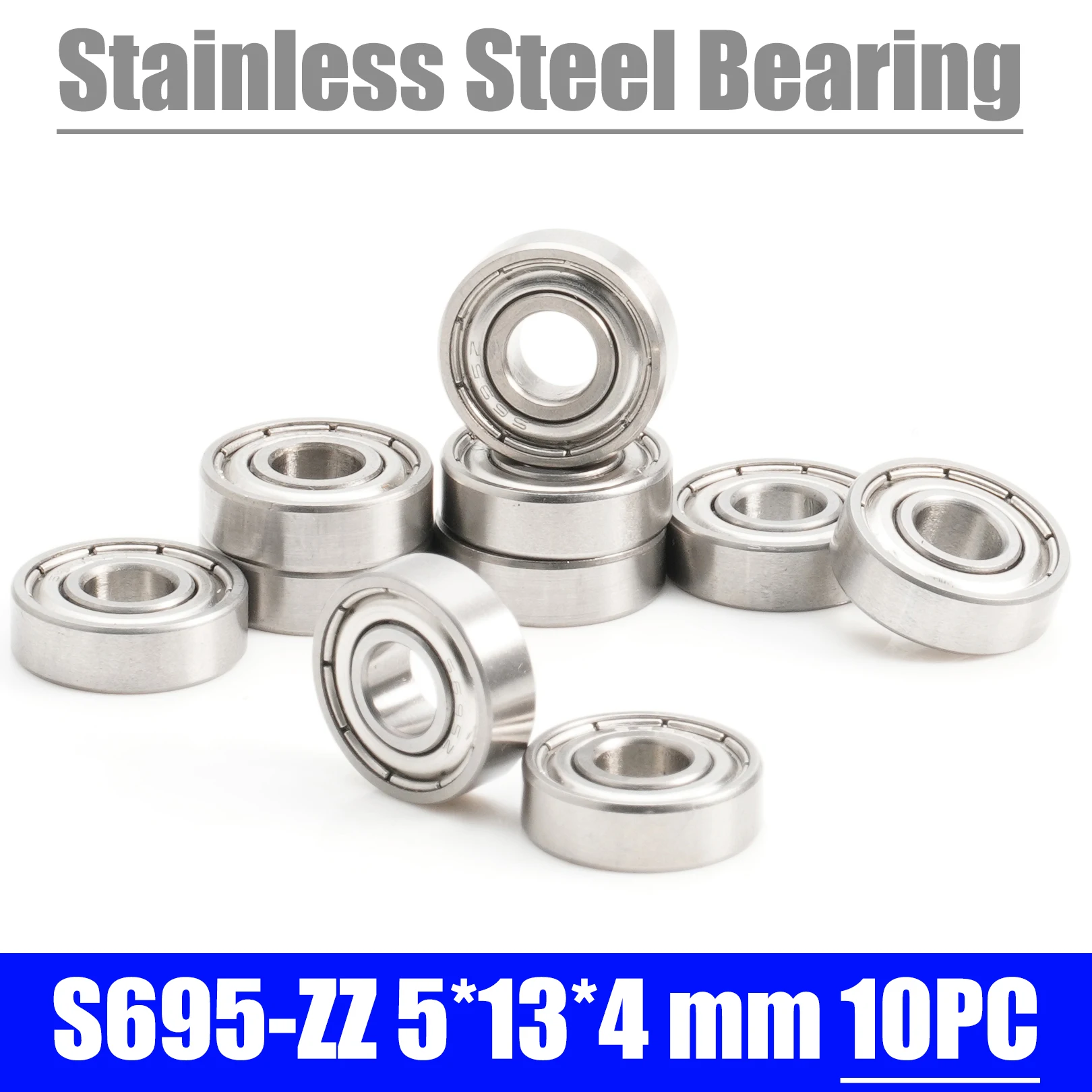 

S695ZZ Bearing 5*13*4 mm ( 10 PCS ) 440C Roller Stainless Steel S695Z S695 Z ZZ Ball Bearings