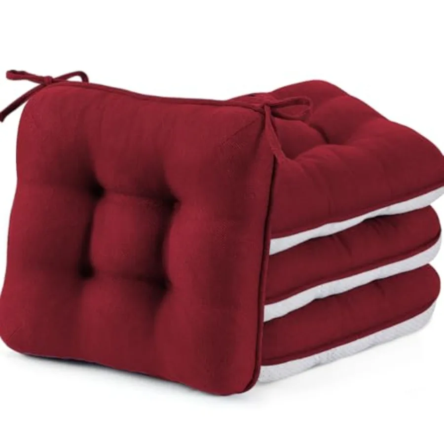 Chair Cushions for Dining Chairs Set of 4, Thick Kitchen Table Chair Pads with Ties, Non Slip Backing and Covers, Seat Cushion
