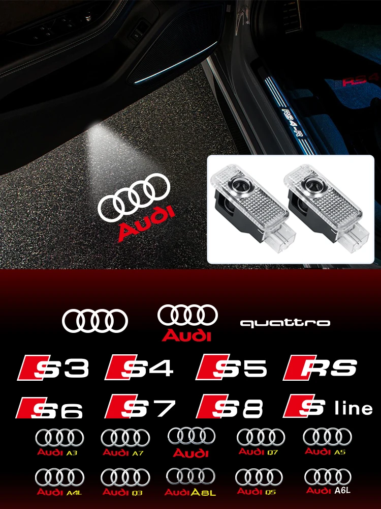 Projecteur Led HD pour porte de voiture, lumières de bienvenue, pour Audi A3 A4 B8 8P 8V A6 C7 A5 Q5 B7 B6 B9 SLINE QUTTRO RS Q3 Q7 S3 S4 S5 S6 S8