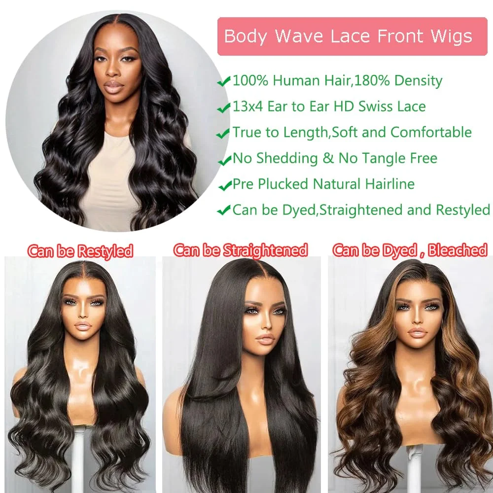 42インチ 13x4 ボディウェーブ レースフロントウィッグ 人毛 生え際処理済み 13x4 フロントウィッグ 人毛 HDレース ボディウェーブウィッグ 人毛