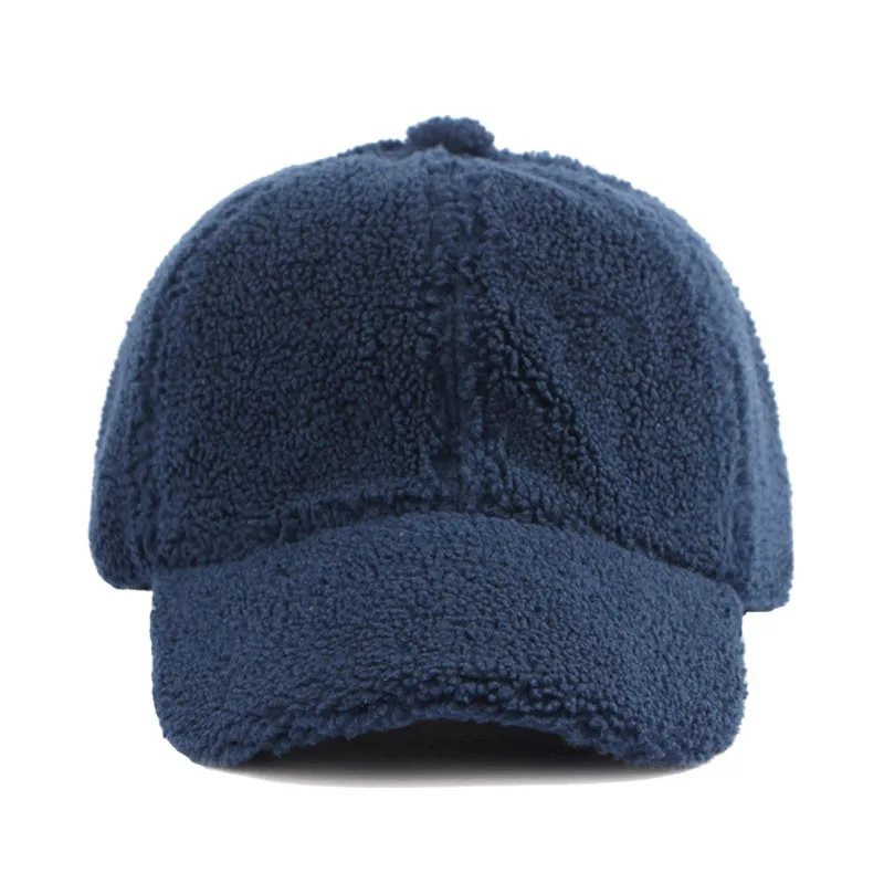 Autumn and Winter Women Baseball Cap Artificial Lamb Wool Hat Thicken Warm Men Sun Hat Plush Fuzzy Outdoor Version Tide Warm Cap