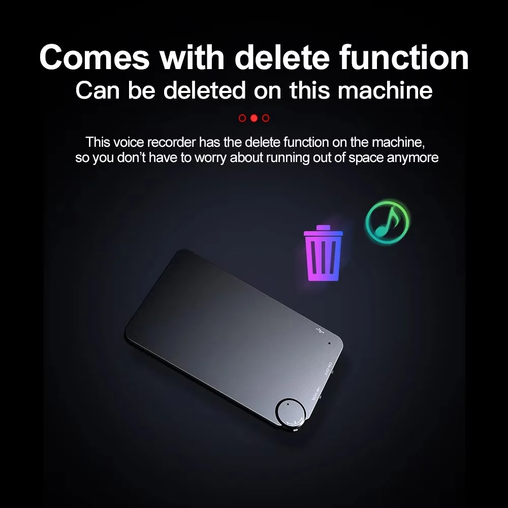 

K2 Ultra-Thin Digital Voice Recorder & MP3 Player 150H Record Time Smart Voice Control Auto Save, Lightweight Pocket-Size Design