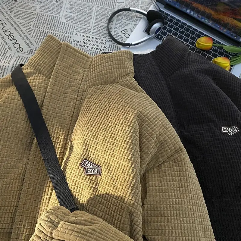 Korean style high street Harajuku men and women winter new retro loose casual couple thick corduroy trendy personalized top y2k