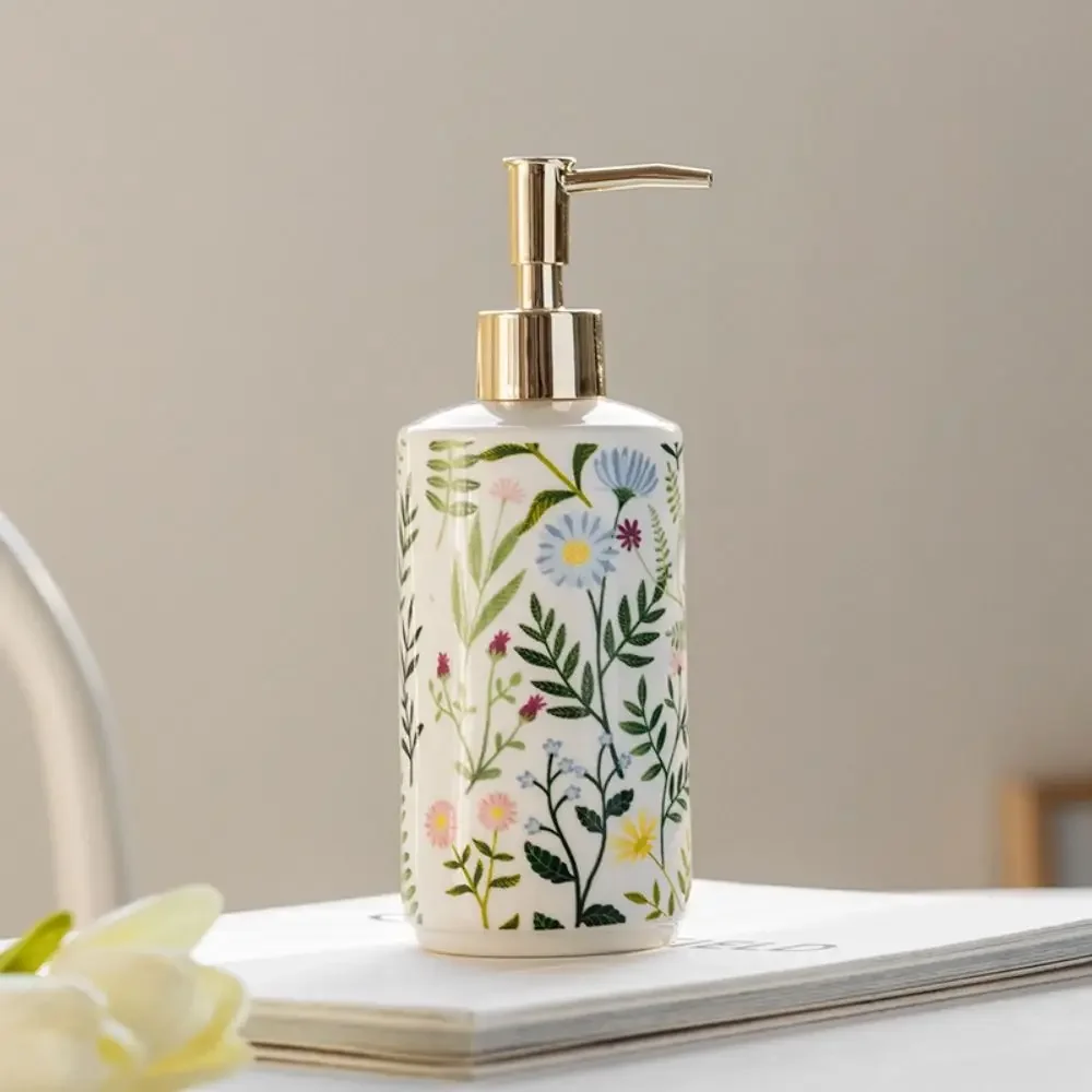 430ML Ceramic Soap Dispenser Modern Vintage Brown Liquid Storage Container Save Soap Creative Lotion Pump Bottle Bathroom