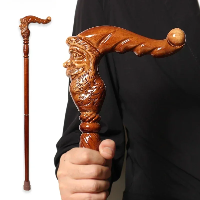 

For 95cm Christmas Fashionable Canes Santa Claus German Beech Wooden Walking Stick Men And Women Elegant Brownish Red Walking St