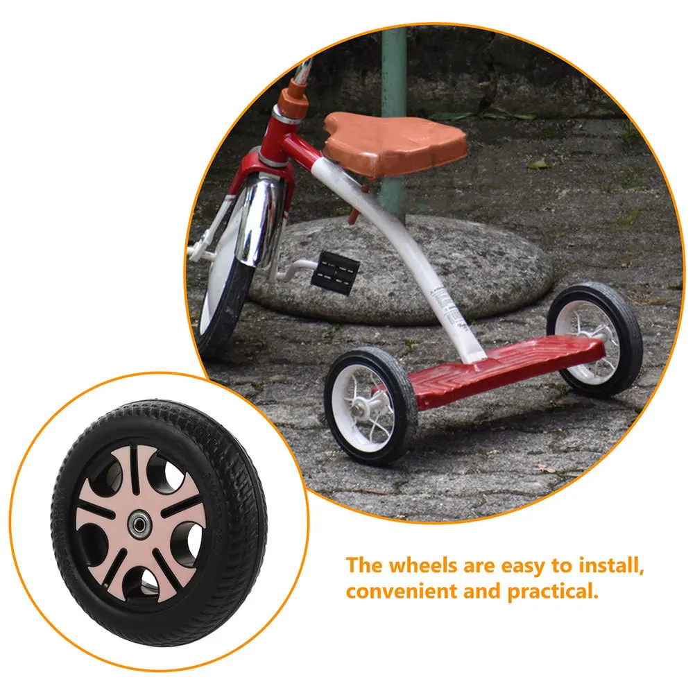 2 قطعة عجلات دراجة ثلاثية العجلات للأطفال 0.8 سنتيمتر قطر الثقب خفيفة الوزن عدم الانزلاق استبدال ل دراجة أطفال العجلات الخلفية الركبة سكوتر