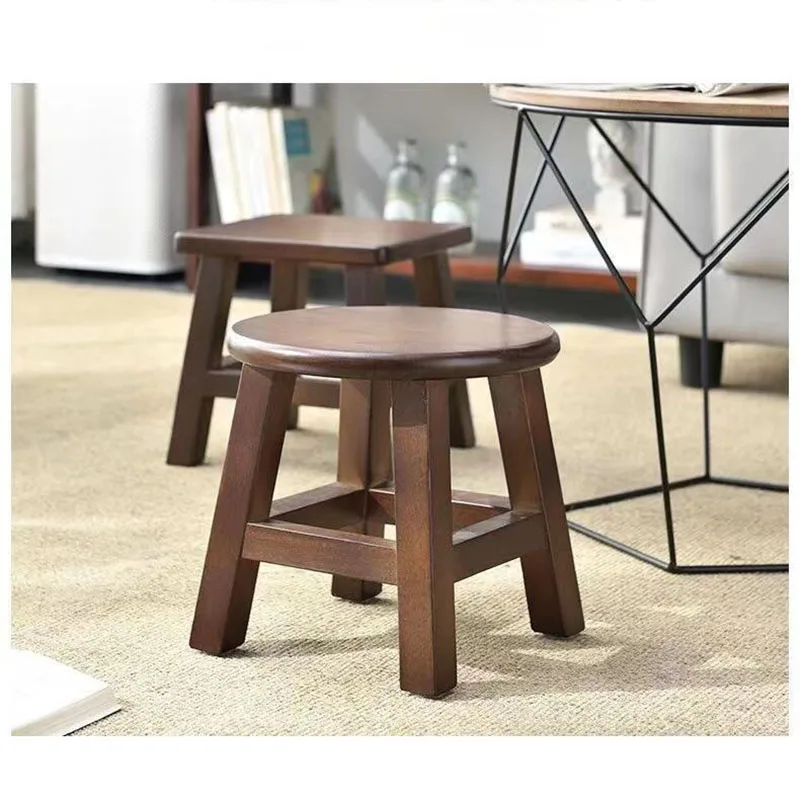 Walnut Colored Solid Wood Small Stool Modern Chinese Living Room Shoe Changing Stools Household Footrest Home Furniture 걸상