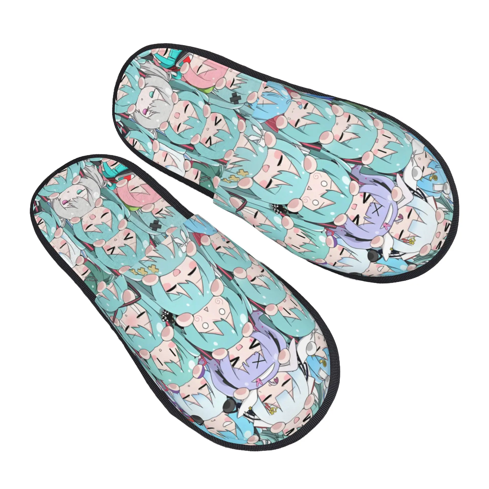 Custom Hatsunes Anime Mikus Memory Foam Slippers Women Cozy Warm Cartoon House Slippers