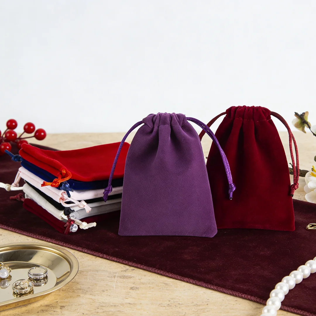 

5Pcs Soft Touch Velvet Organizer Portable Drawstring Pouch For Household Storing Protective Bag Of Pendants Earrings&Fine Charms