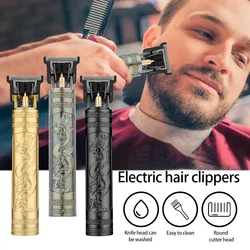 Cortadora de pelo eléctrica Vintage T9 para hombres, afeitadora profesional recargable, cortadora de peluquero, Dragon Buddha