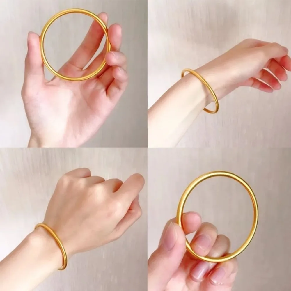 Pulsera sólida de moda, brazalete de Color dorado de acero inoxidable, pulseras simples que no destiñen para mujer