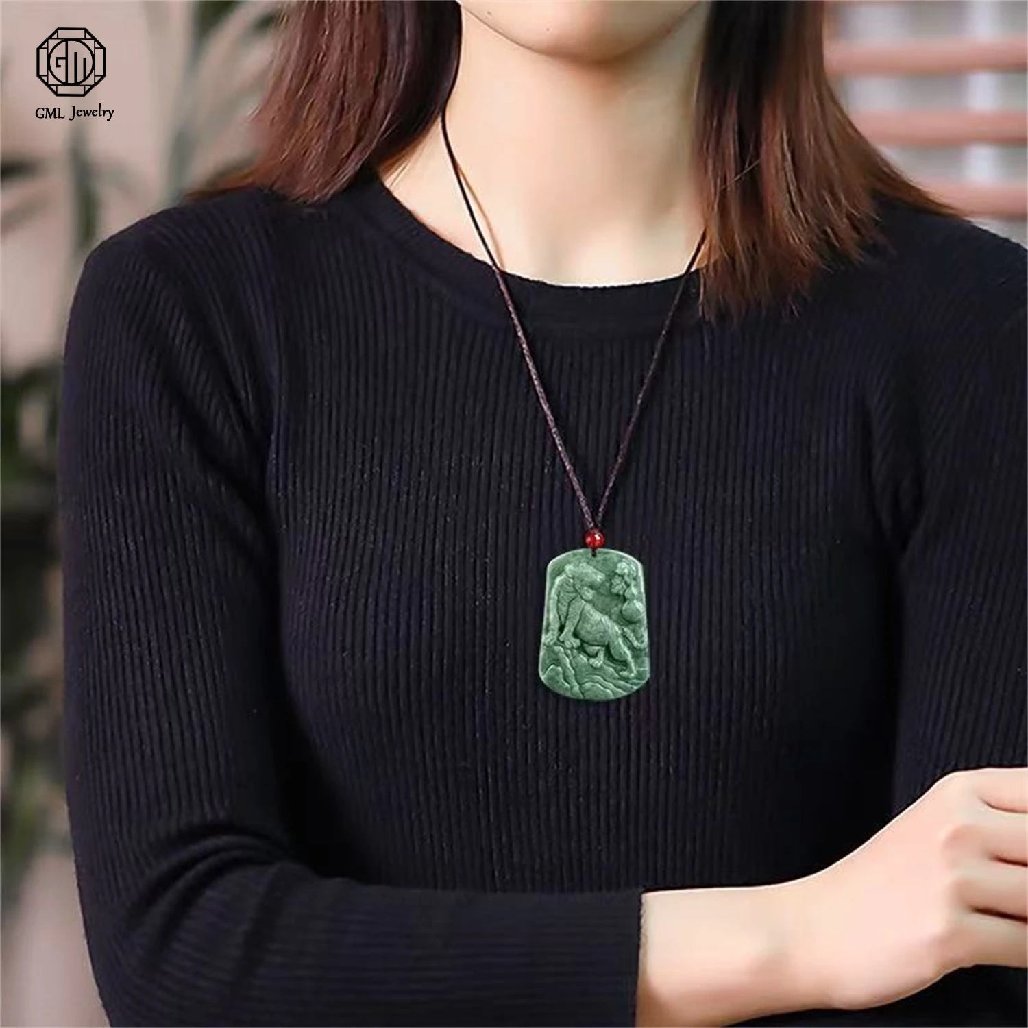 Natural Grade A Jadeite Tiger Roar Fortune Tiger Zodiac Rice Pendant Unisex Men Women Gemstone Exquisite Necklace Jewelry Gift