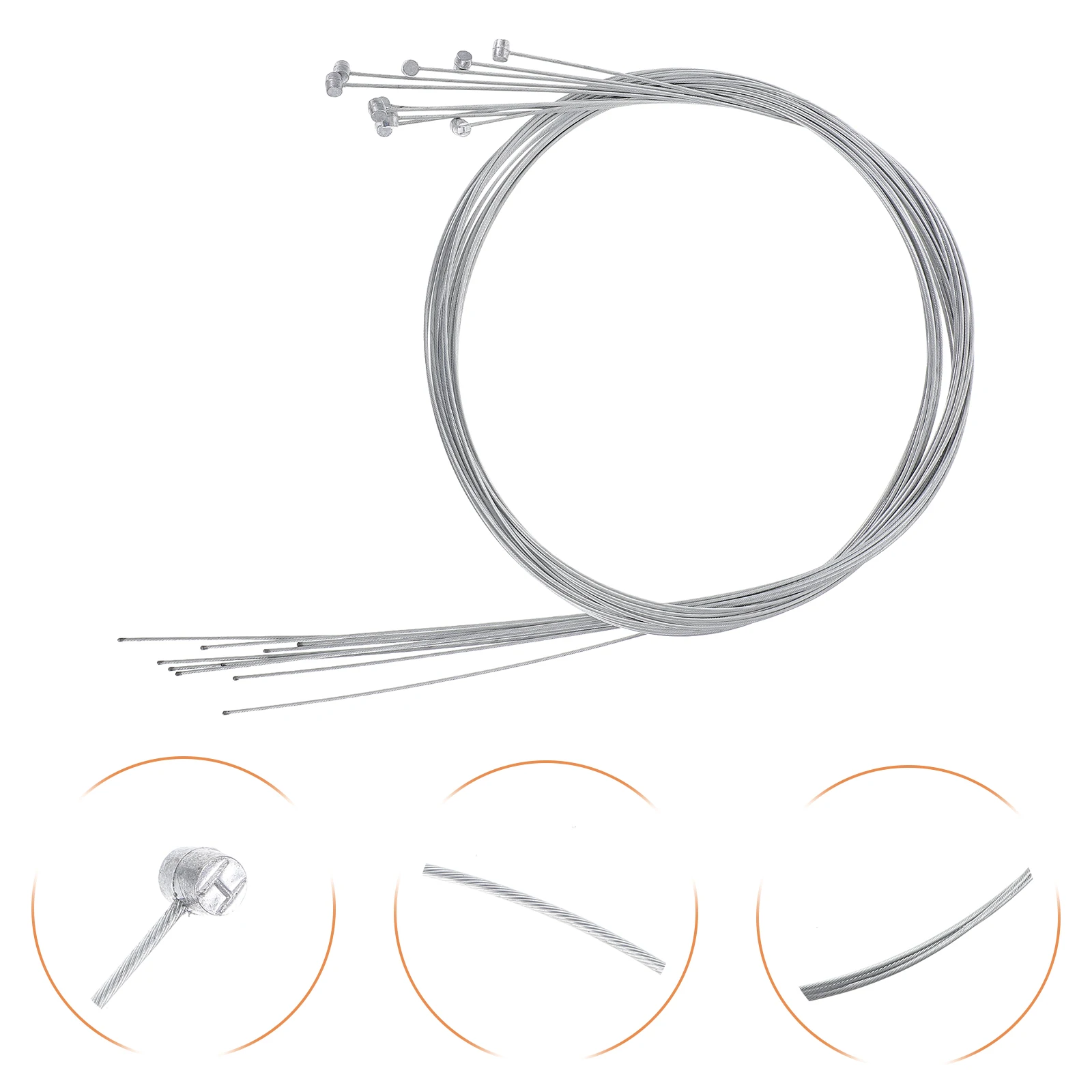 

10pcs Brake Cables 175cm Silver Adjustable Length for Brake Cables Bicycles Universal Fit
