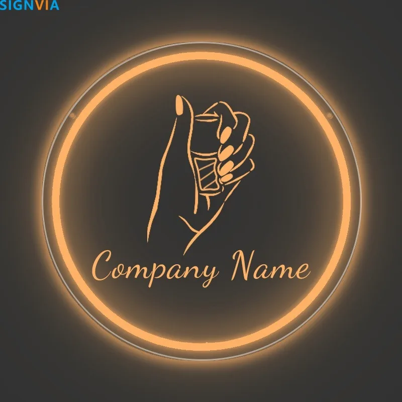 Custom Nail Art Neon Sign LED Night Light Personalized Text USB Powered Switch Control Hand Leaf Design for Salons Home Decor