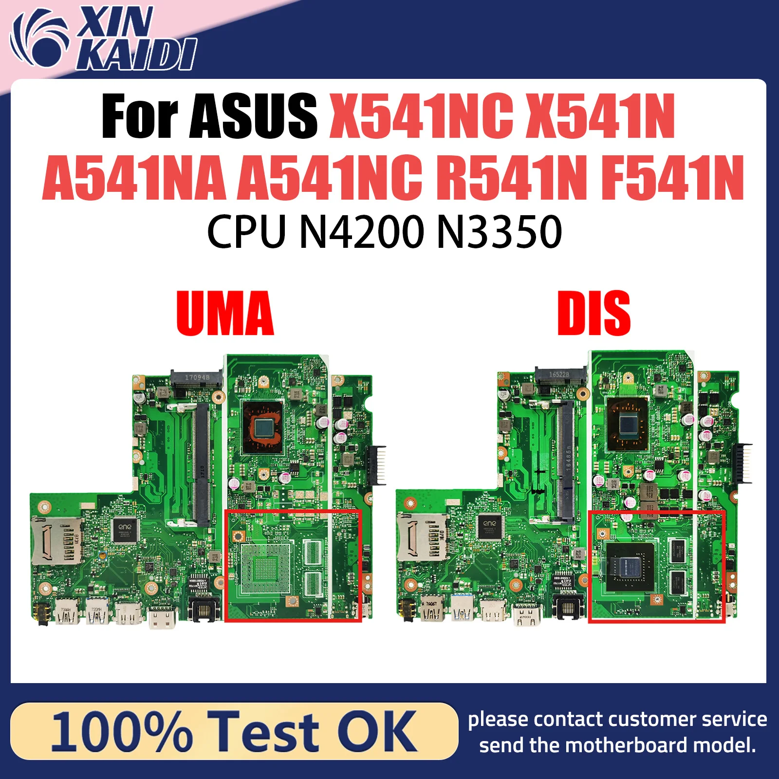 

X541NC Notebook Mainboard For ASUS X541N A541NA A541NC R541N F541N Laptop Motherboard N4200 N3350 GT810M 100% Test OK