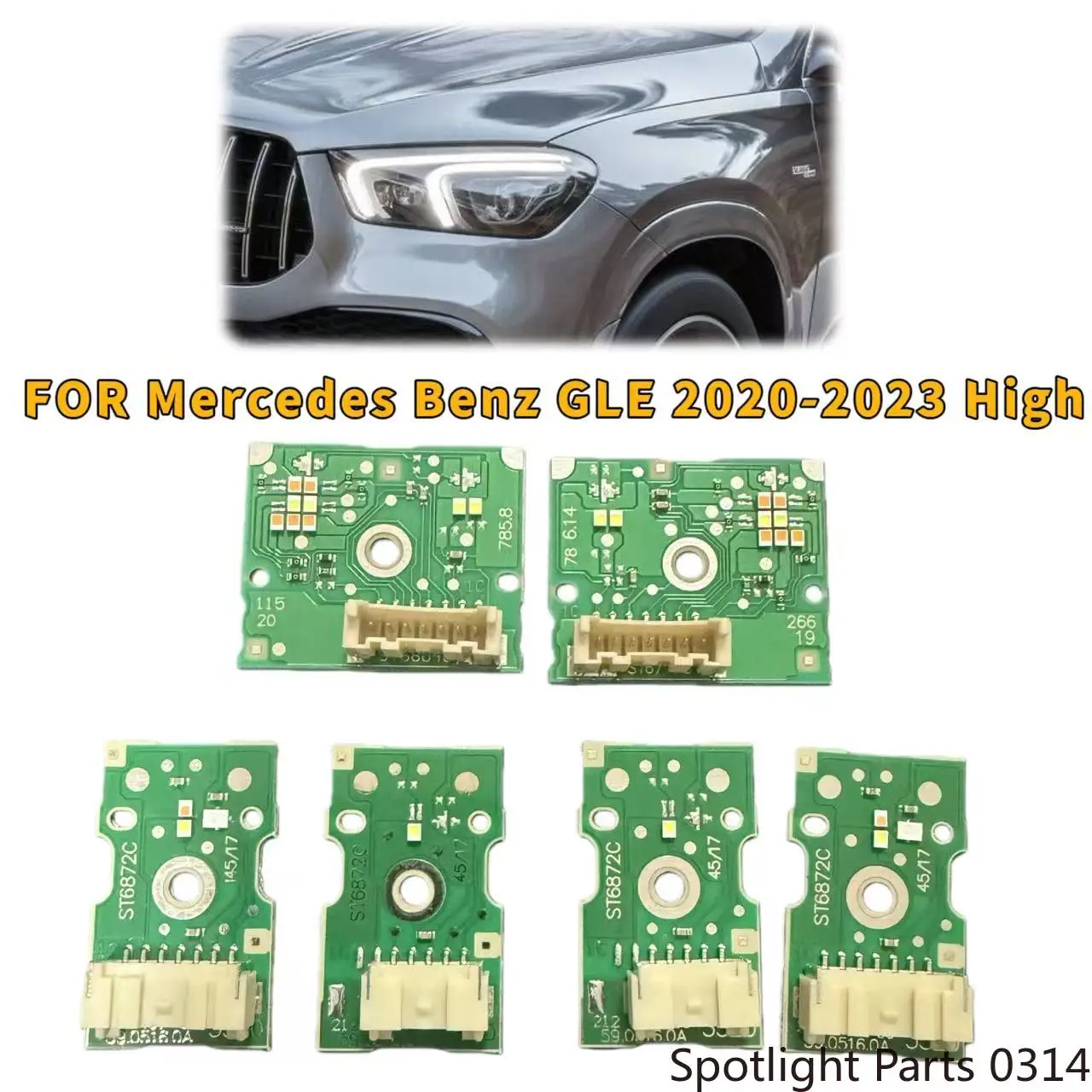 White Light For Mercedes-Benz GLE SUV High Specification 7 Pin 2020-2023 LED DRL Chip Ballast Board Angel Eye Car Accessories