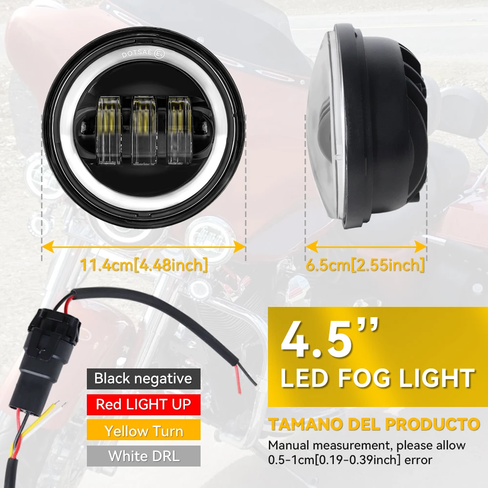 2PCS 4.5 Inch Motorcycle Led Fog Light DRL 30W Waterproof 4 1/2 Auxiliary Passing Lamp For Motorcycles Harley Fog Lamp