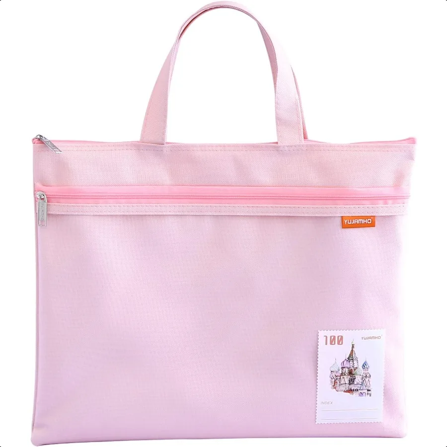 Mesh Zipper Pouch 11x13.7 in Large Double Pocket Waterproof File Bag with Handle A4 Size Foldable Document Storage for Puzzle P