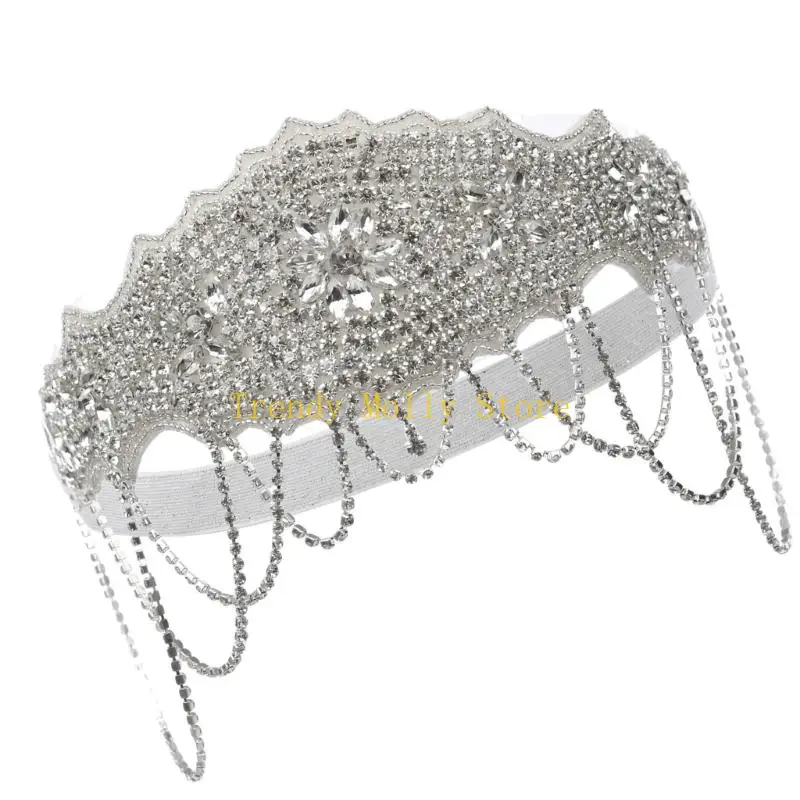 N5KB แถบคาดศีรษะ Rhinestones ประกายสำหรับผู้หญิงปาร์ตี้เต้นรำอุปกรณ์เสริมผม Comfort Fit