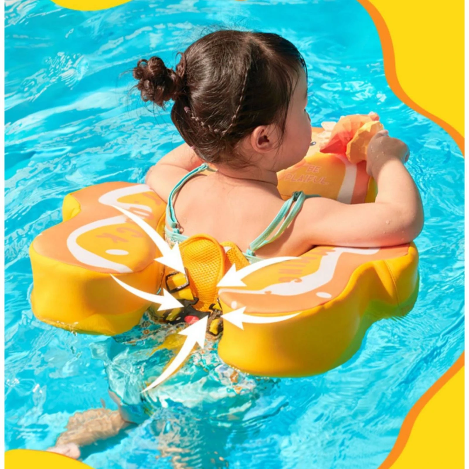 Infant Swim Float Seat Comfortable Baby Buoyant Seat with Seat Toddler Pool Buoyant Seat with Harness Padded Long-Lasting