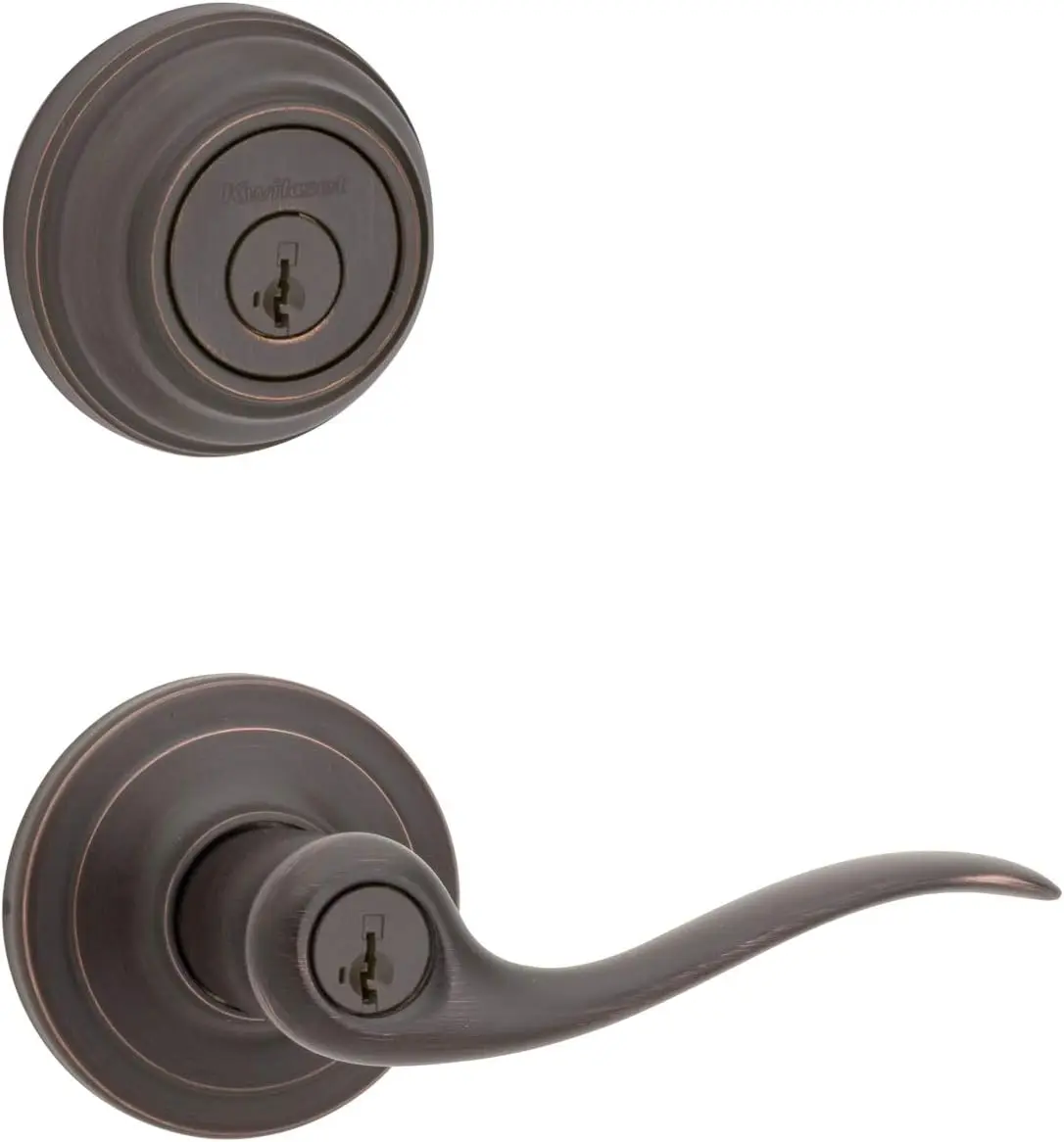 

Venetian Bronze Entry Lever and Deadbolt Combo with SmartKey Security for Enhanced Door Protection