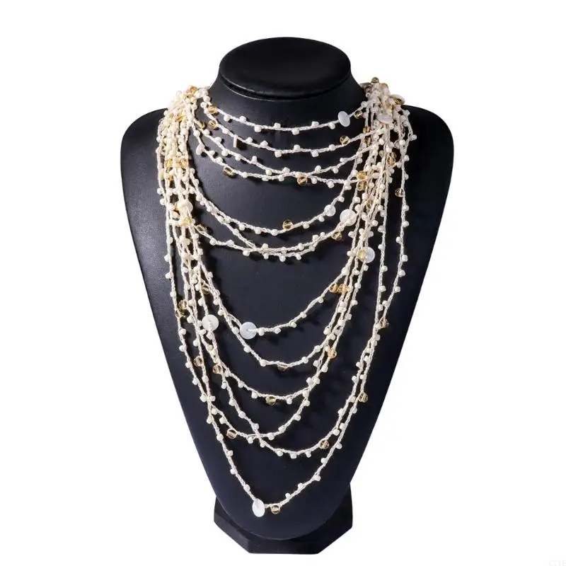  Handcrafted Beadwork Necklace Alloy Skin Friendly Jewelry Piece Beaded Neckchain