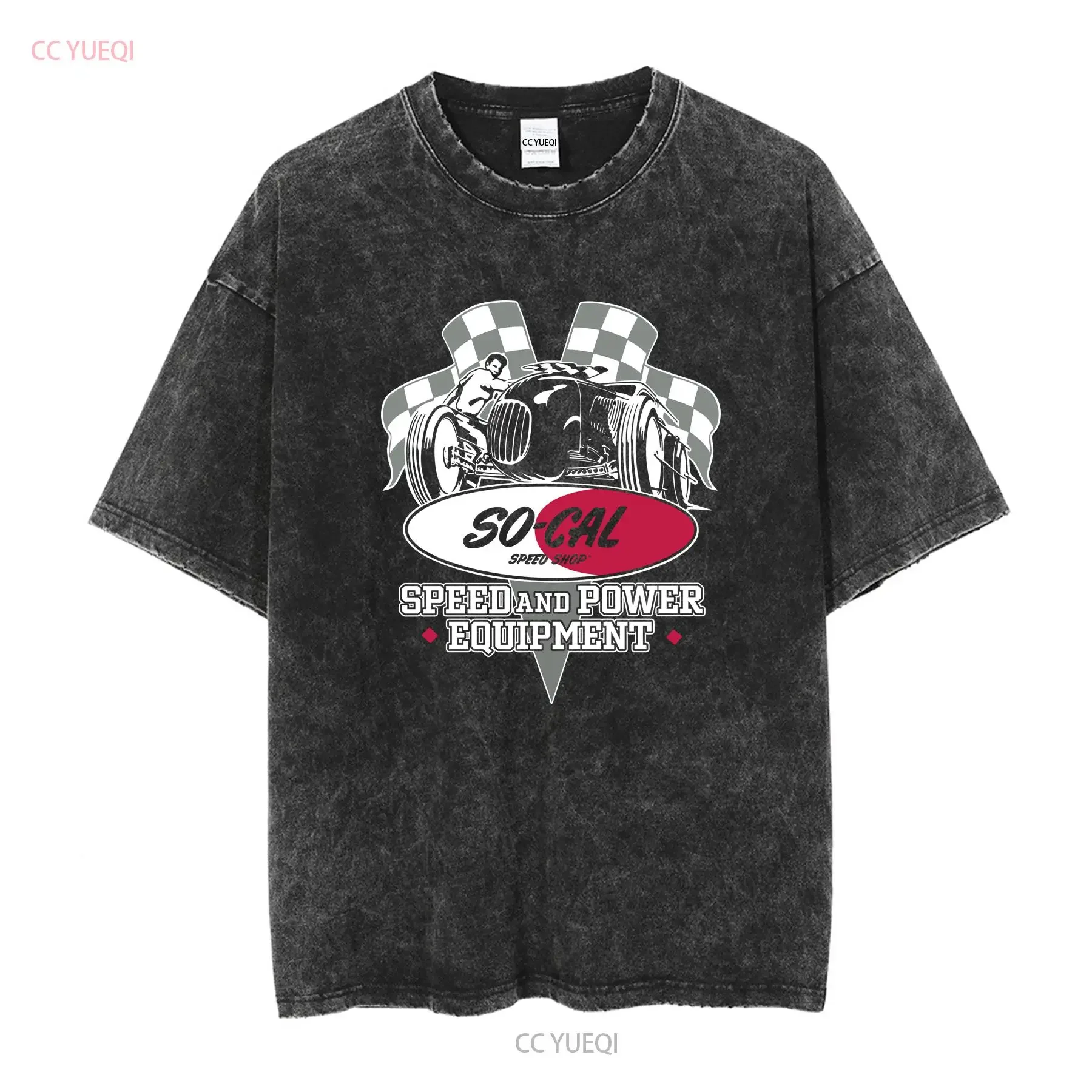 Men's So Cal Speed Shop Finish Line Checkered Flag Black T Shirt 7053TC10 long or short sleeves vintage Washed Comfortable