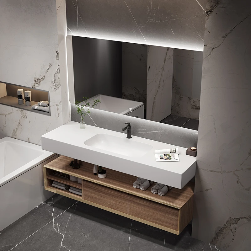 

Latest Bathroom Vanity with Sink Cabinet Wall Mounted Waterproof Bathroom Cabinet Set