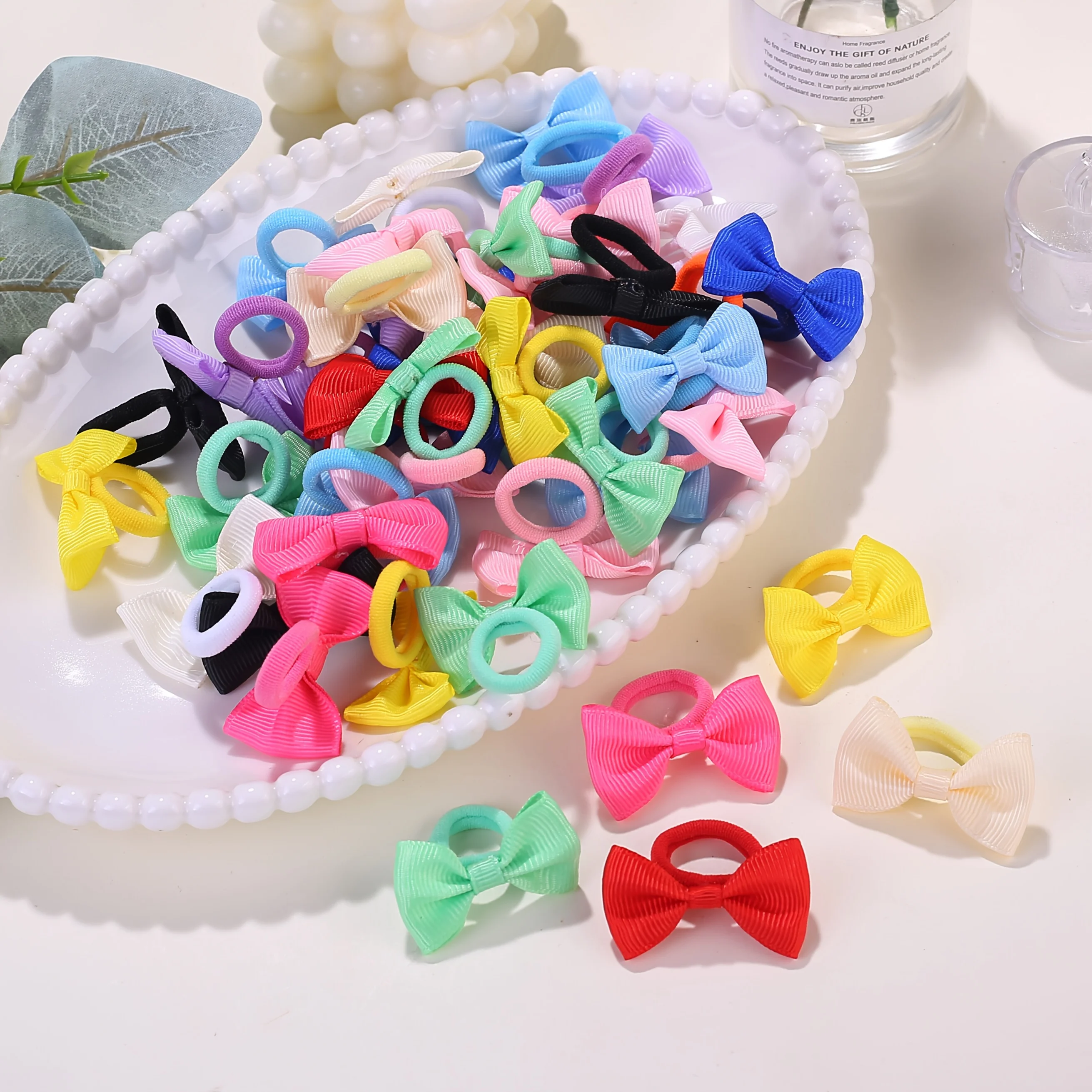 1-Baby-Stirnband-Set mit gemischter Schleife, geeignet für alle Jahreszeiten, Mini-Schleifen-Design, niedliches, verspieltes Material, weich, das das Haar nicht beschädigt – Detail 3