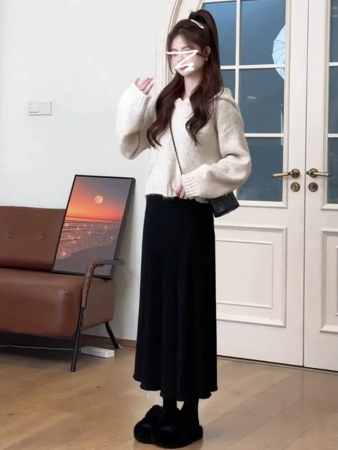 Loose Fit Red Kapuzenpullover Damen Herbst Winter ort Strickoberteil Easy Wear Casual Sle Fce Gefütterter Hoodie Neujahrsfa...