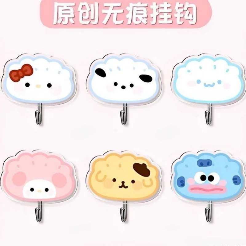 

Sanrio Hello Kitty Cute Sticky Hook Non-Perforated Kitchen Bathroom Dormitory Cartoon Gift Kitty Surrounding Hook Gifts Girls