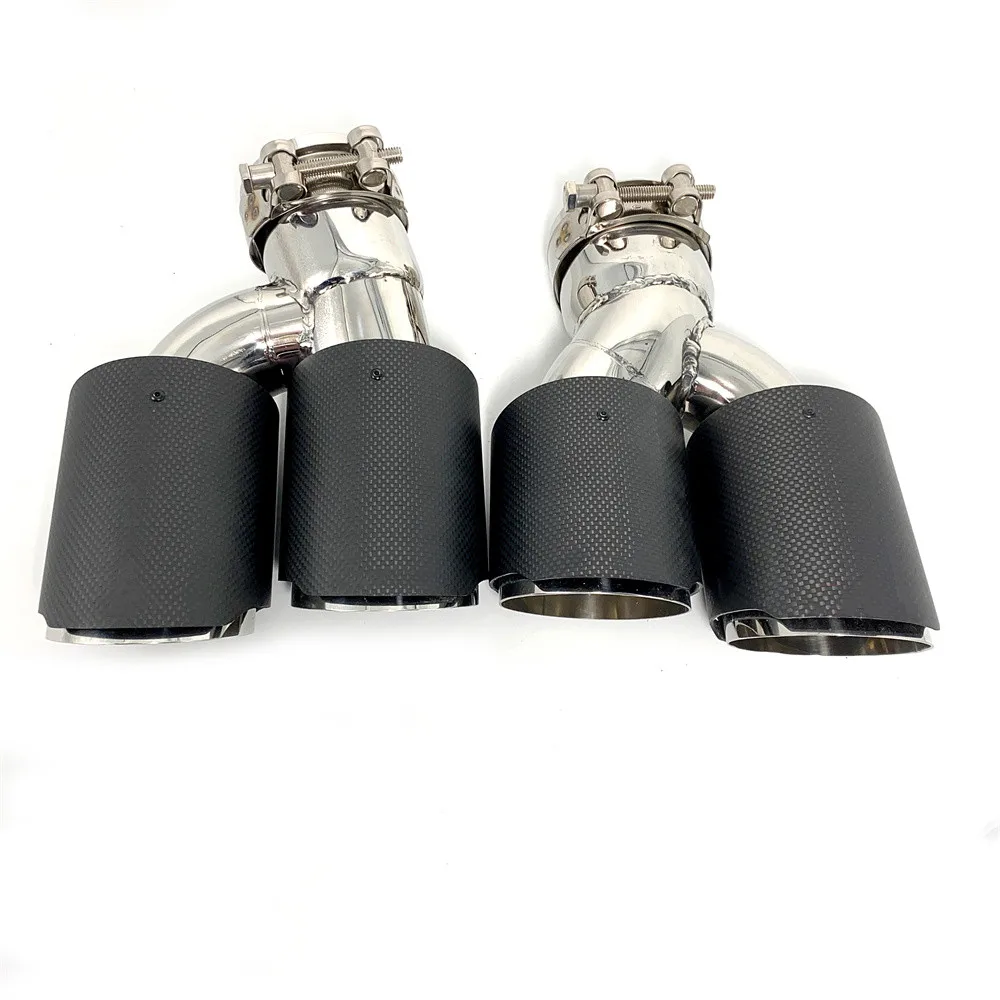 1Pair Dual Out Exhaust Tip Carbon Fiber Muffler Tip H Shape Tailpipe For Akrapovic For BMW 525i 528i 530i G30 G31 2018 5 series