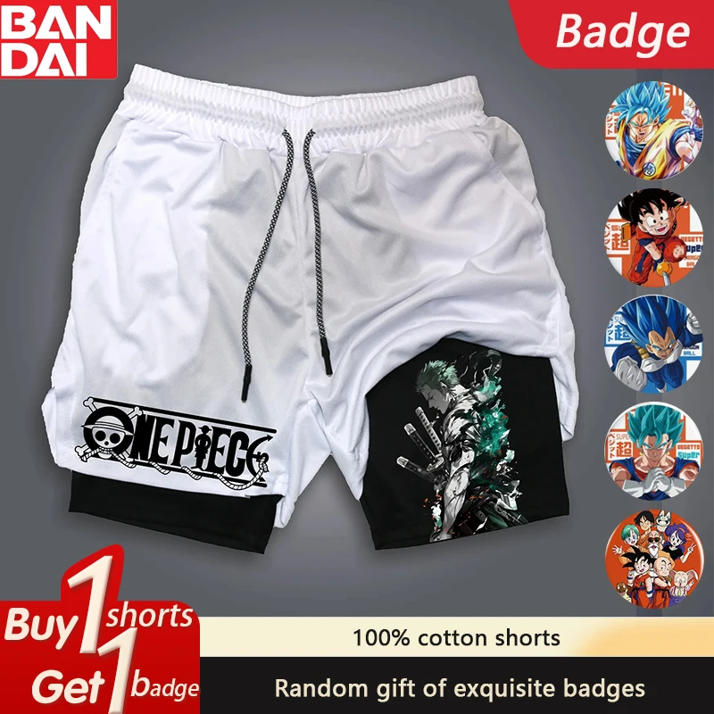 

ONE PIECE Japanese Anime Summer Double Shorts American Men's Beach Fitness Breathable Shorts Pants