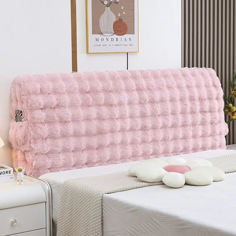 All-inclusive Super Soft Fluffy Head Covers Solid Color Thicken Plush Bed Back Dust Protector Cover Dust Headboard Protective