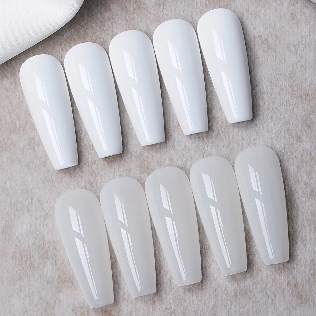 Two-piece set of pure white gel nail polish paired with nude translucent gel nail polish, removable UV LED curing nail gel polish, long-lasting shine, full color range of nail care products, suitable for nail salons and home DIY