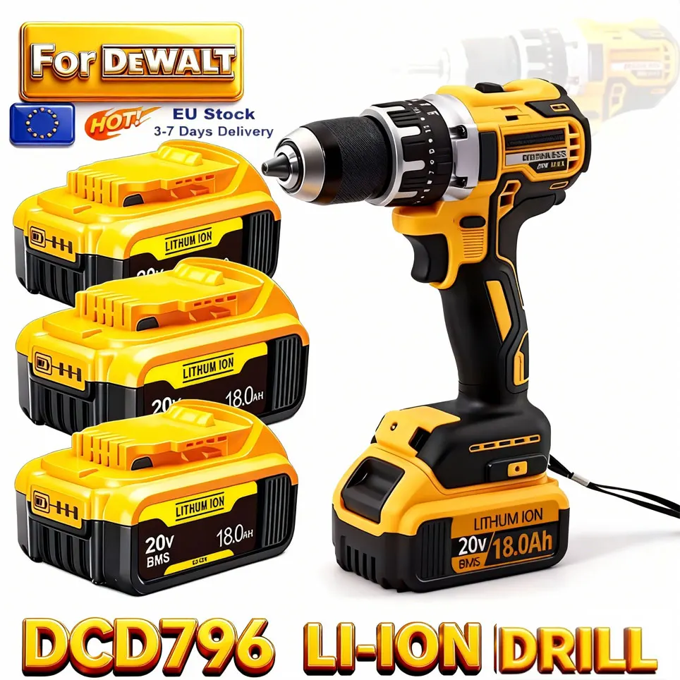 Pour DeWALT batterie d'origine 20V 18.0Ah MAX FlexVolt pour DCB606 DCB205 DCB206 DCB209 DCB182 outil électrique avec chargeur 3 vendu