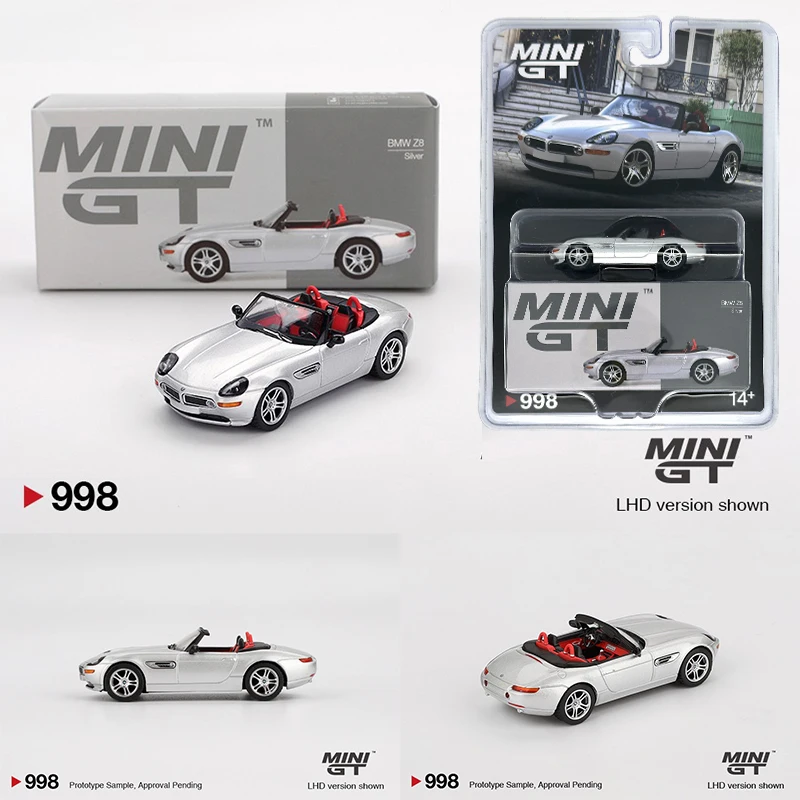 

MINIGT В наличии 998 1:64 BMW Z8 Серебряная литая под давлением модель автомобиля Коллекция игрушек