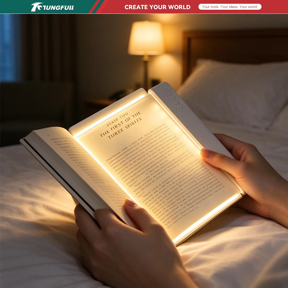 LED Reading Light Book Lamp 3 Color Temp Eye Protection Flat Panel Night Light for Bedroom Dorm Travel