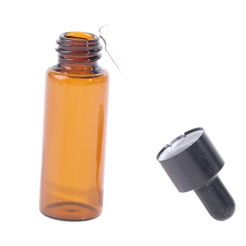 5Pcs/lot 5/10/15/20ml Amber Glass Pipette Bottle Jars Cosmetic Perfume Essential Oil Bottles