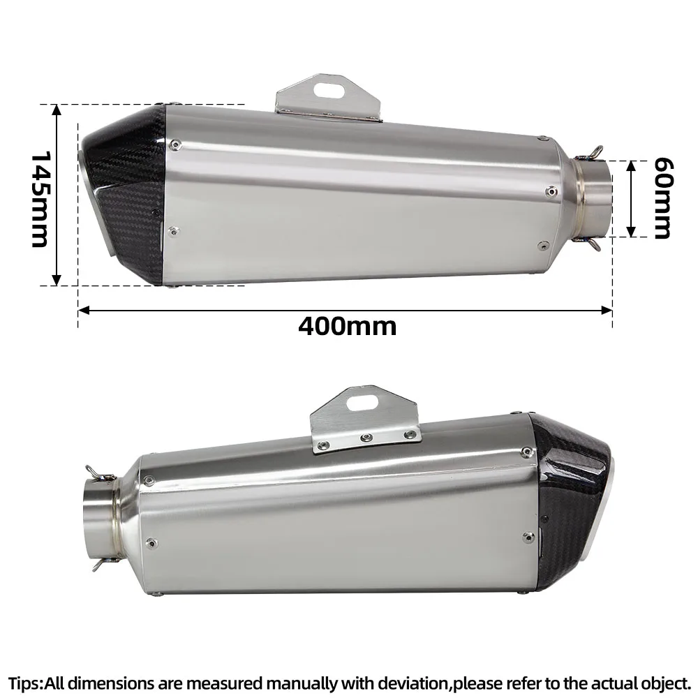 Motorcycle Exhaust Tail Tube Kit Universal 60MM Interface Muffler For GSXR750 MT09 Z900 R7 CB750 CBR1000RR 765RS TUONO V4 TMAX