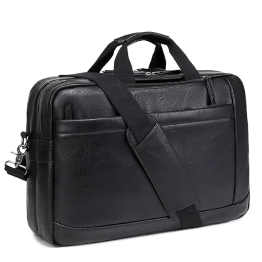 Faux Leather Messenger Bag for Men 17-17.3 Inch: Convertible 3 in 1 Backpack Laptop Briefcase Computer Handbags Shoulder Crossb