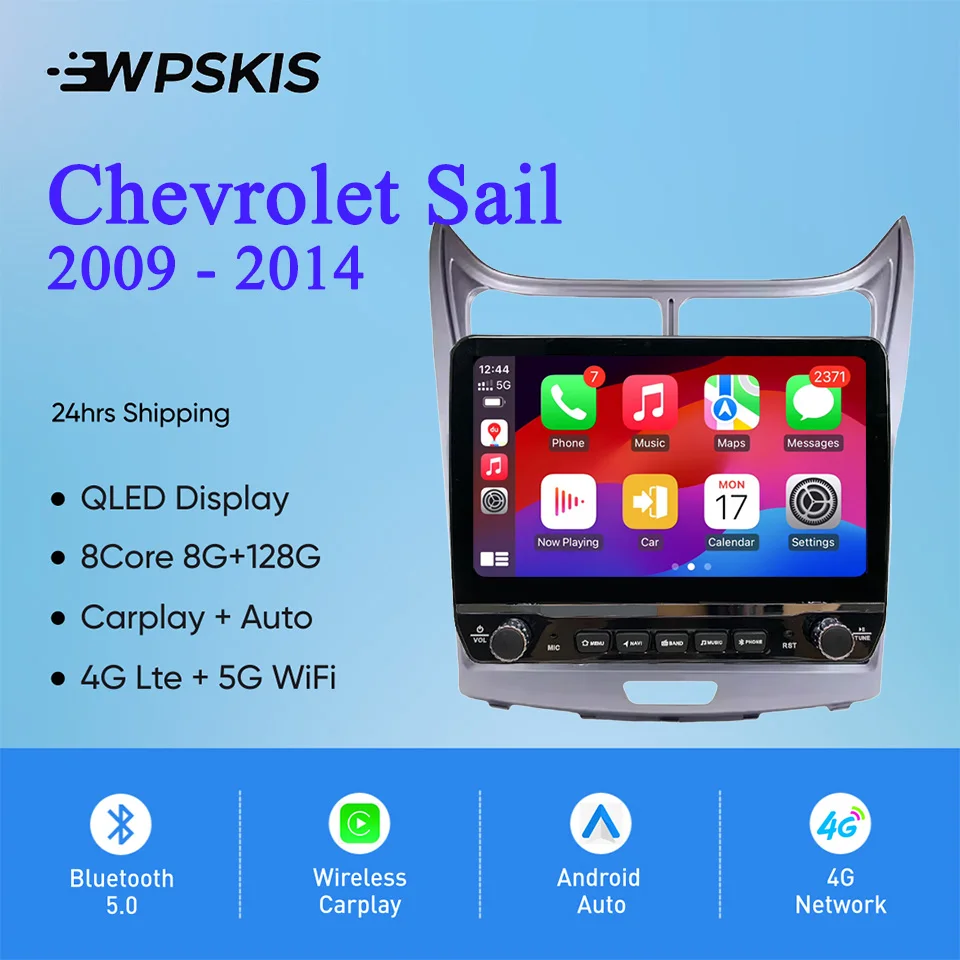 Android 14 8G Ram 128G Autoradio DVD GPS Navigation magnétophone pour Chevrolet Sail 2009 2011 2013 2014 système intelligent de voiture
