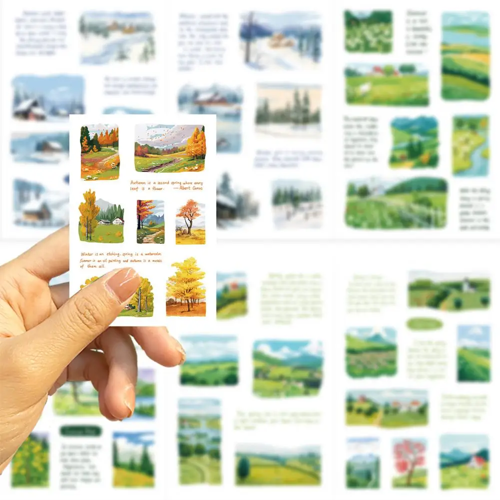 ชุดสติกเกอร์สติ๊กเกอร์ pvc สี่ฤดูกาลที่ทนทานสำหรับโทรศัพท์ DIY สมุดปิดภาพแล็ปท็อป8แผ่น