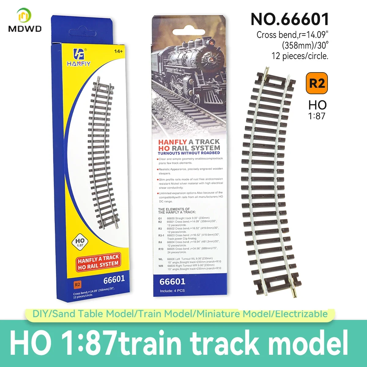 Ho scale 1/87 Train Track Model Railway  Be Powered Nickel Silver Narrow Gauge Curved Track Turnout Track Model